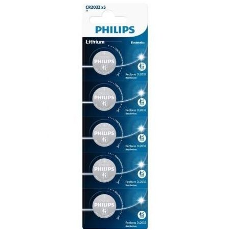 Pack de 5 Pilas de Botón Philips CR2032P5 CR2032P5/01BPHILIPS