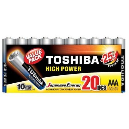 Pack de 20 Pilas AAA Toshiba High Power LR03 R03ATPACK20TOSHIBA